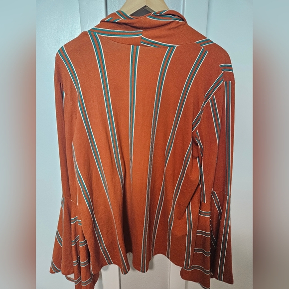 Lucky & Blessed Striped Open Front Bell Sleeve Cardigan  Size Large - Picture 6 of 6